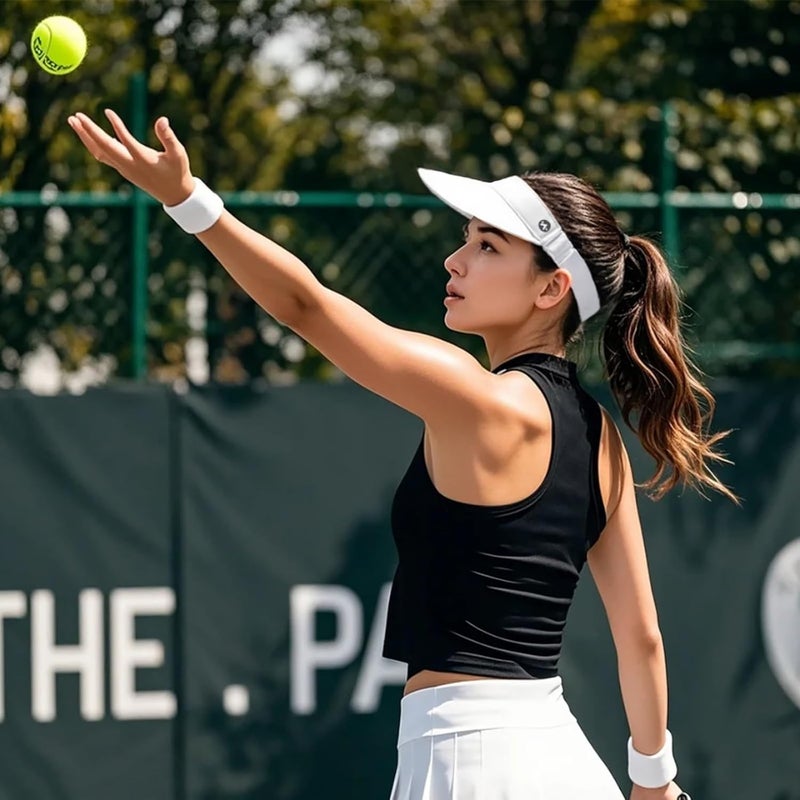 Wander Running Sun Visor Hats Wide Brim UV Protection Sports Golf Tennis Elastic Band Mesh Cap for Women - Image 4